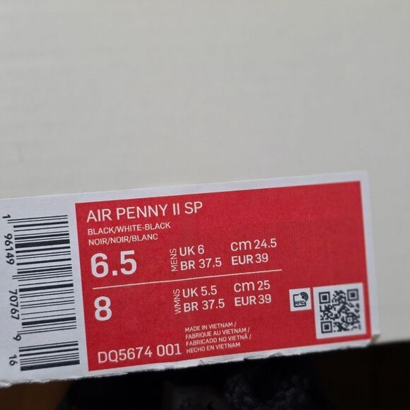 Nike Stussy x Air Penny 2 Triple Black Men's Shoes DQ5674-001 Men’s Size 6.5 New - Picture 16 of 16